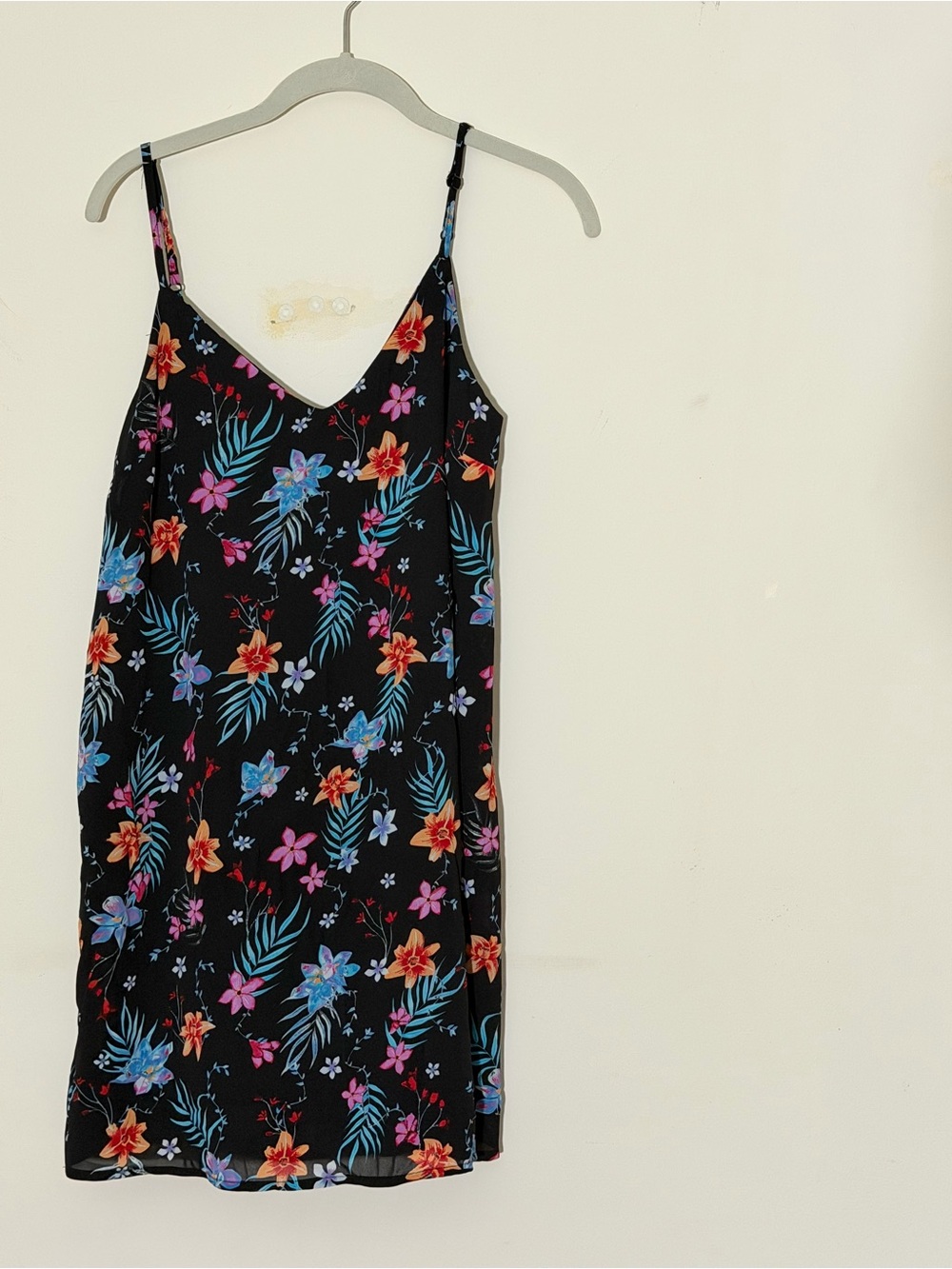 Cotton On Black Tropical Floral Slip Mini Dress Size S